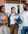 Group of young college students walking to class