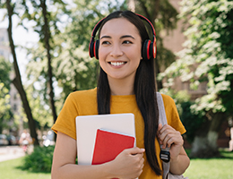 student walking to class
