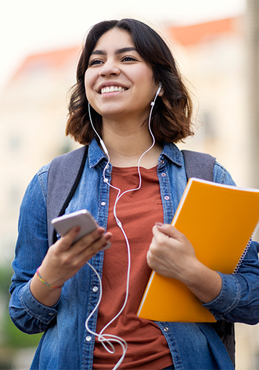 student walking to class