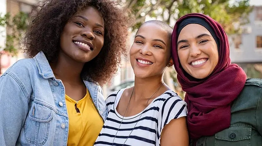 group of diverse young college students