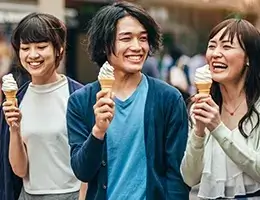 group of young adults enjoying ice cream